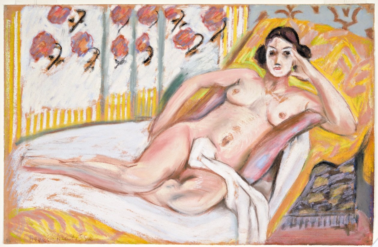 Liggende nøgen (Nu Allonge) c.1925 (pastel på flocket papir) af Henri Matisse