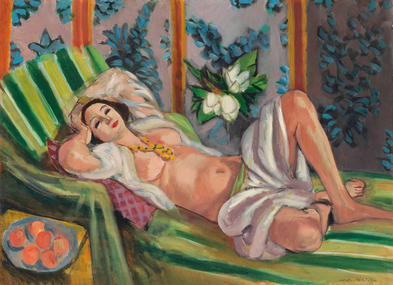 Liggende odalisque med magnolier af Henri Matisse
