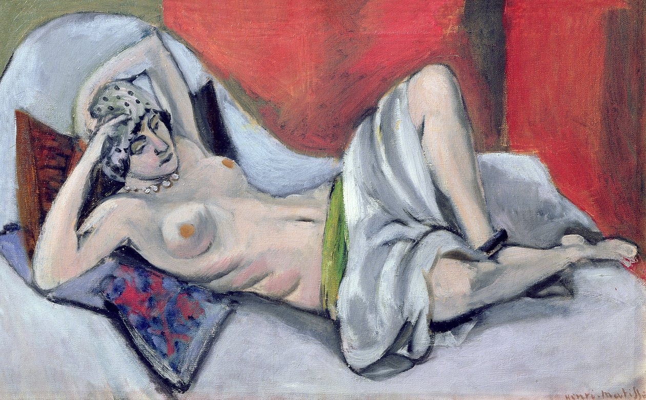 Liggende nøgen med draperi, ca. 1923-24 (olie på lærred) af Henri Matisse
