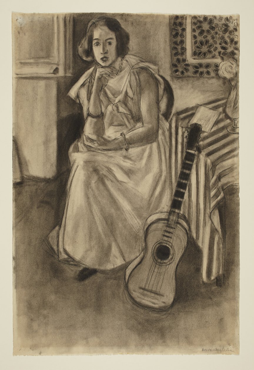 Siddende model med en guitar af Henri Matisse