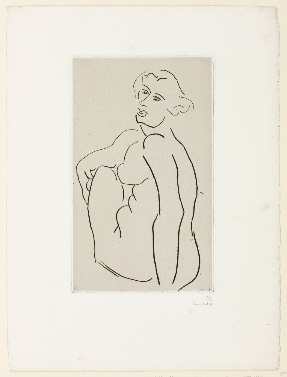 Siddende nøgen kvinde, trekvartprofil af Henri Matisse