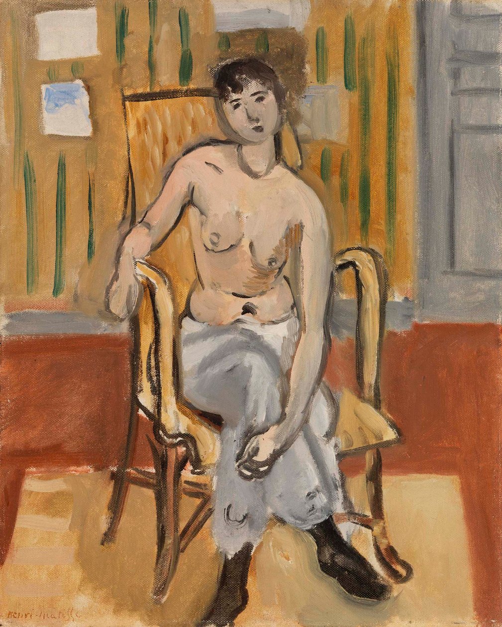 Siddende nøgen i et solbrunt rum af Henri Matisse