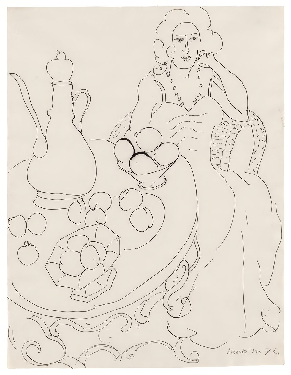 Siddende kvinde foran et serveringsbord af Henri Matisse