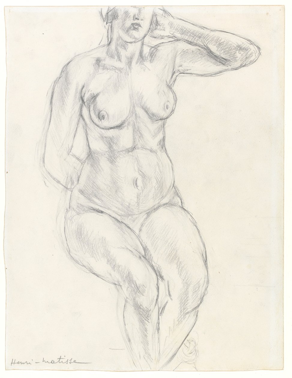 Siddende nøgen, ca. 1918 (grafit og sort kridt på papir) af Henri Matisse