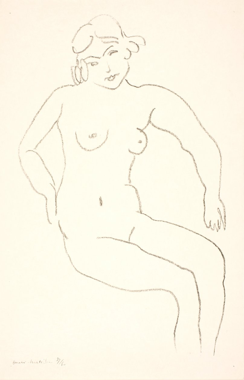 Siddende kvindelig nøgenmodel af Henri Matisse