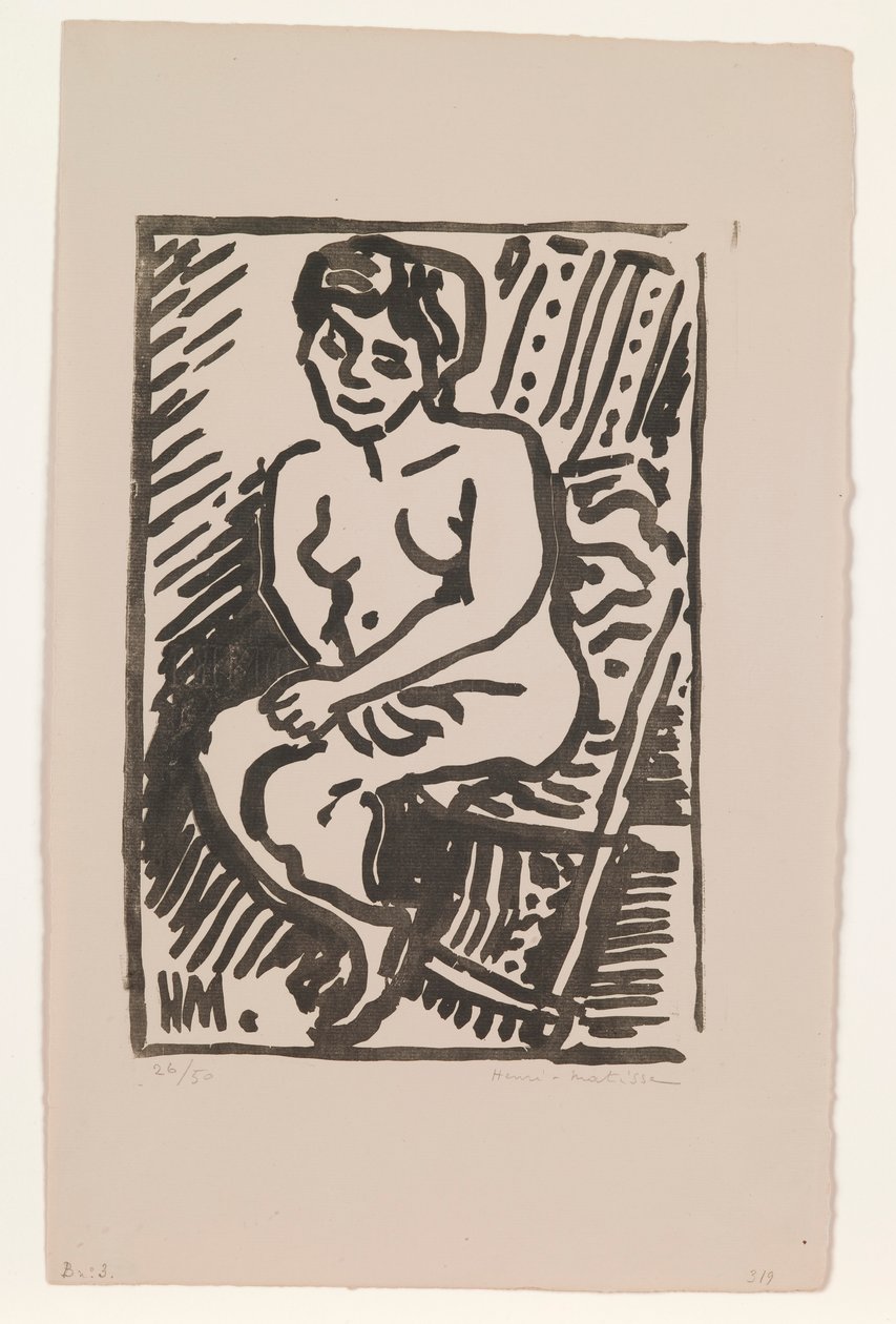 Lille sort træsnit af Henri Matisse