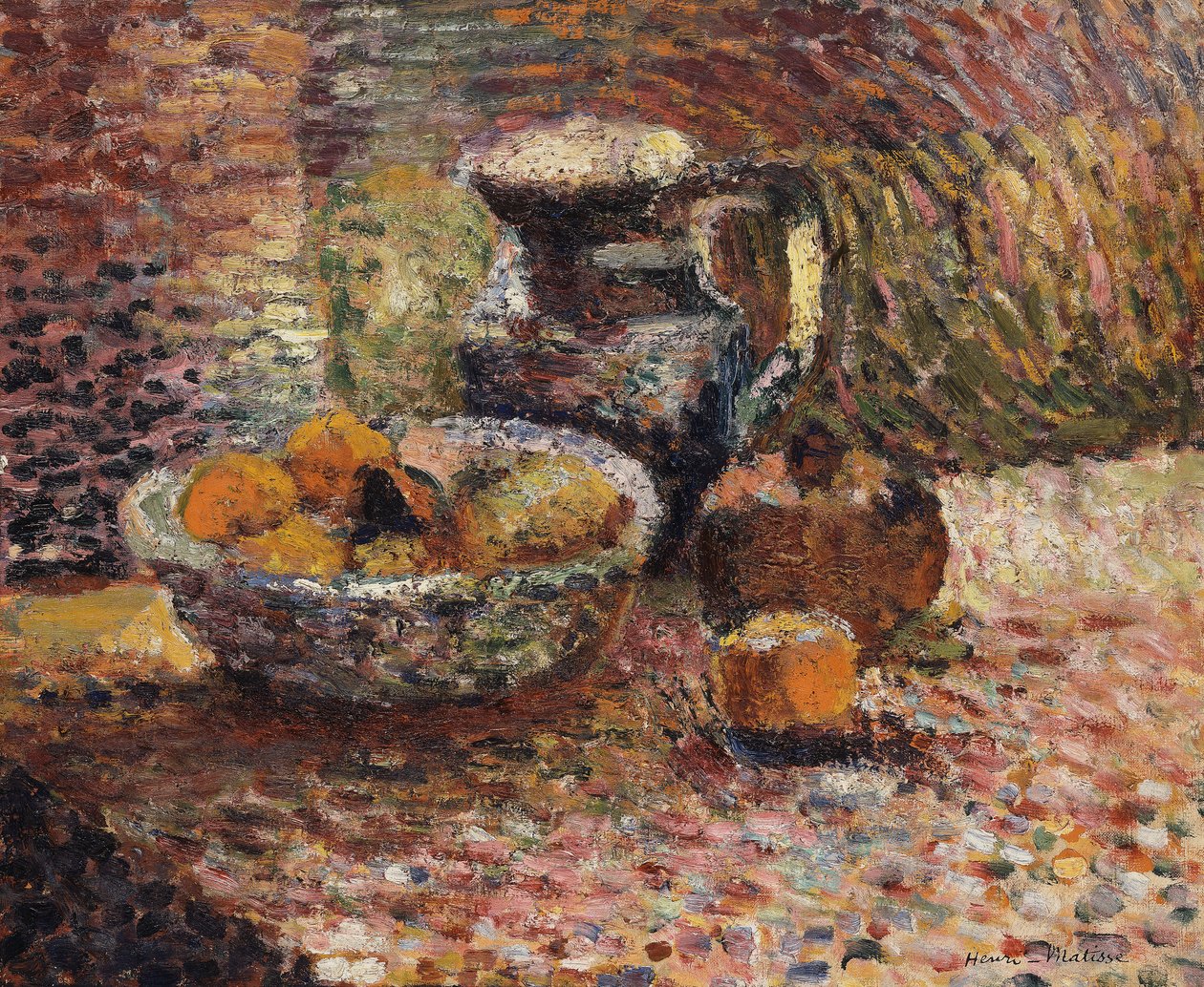 Stilleben med kande og frugter af Henri Matisse