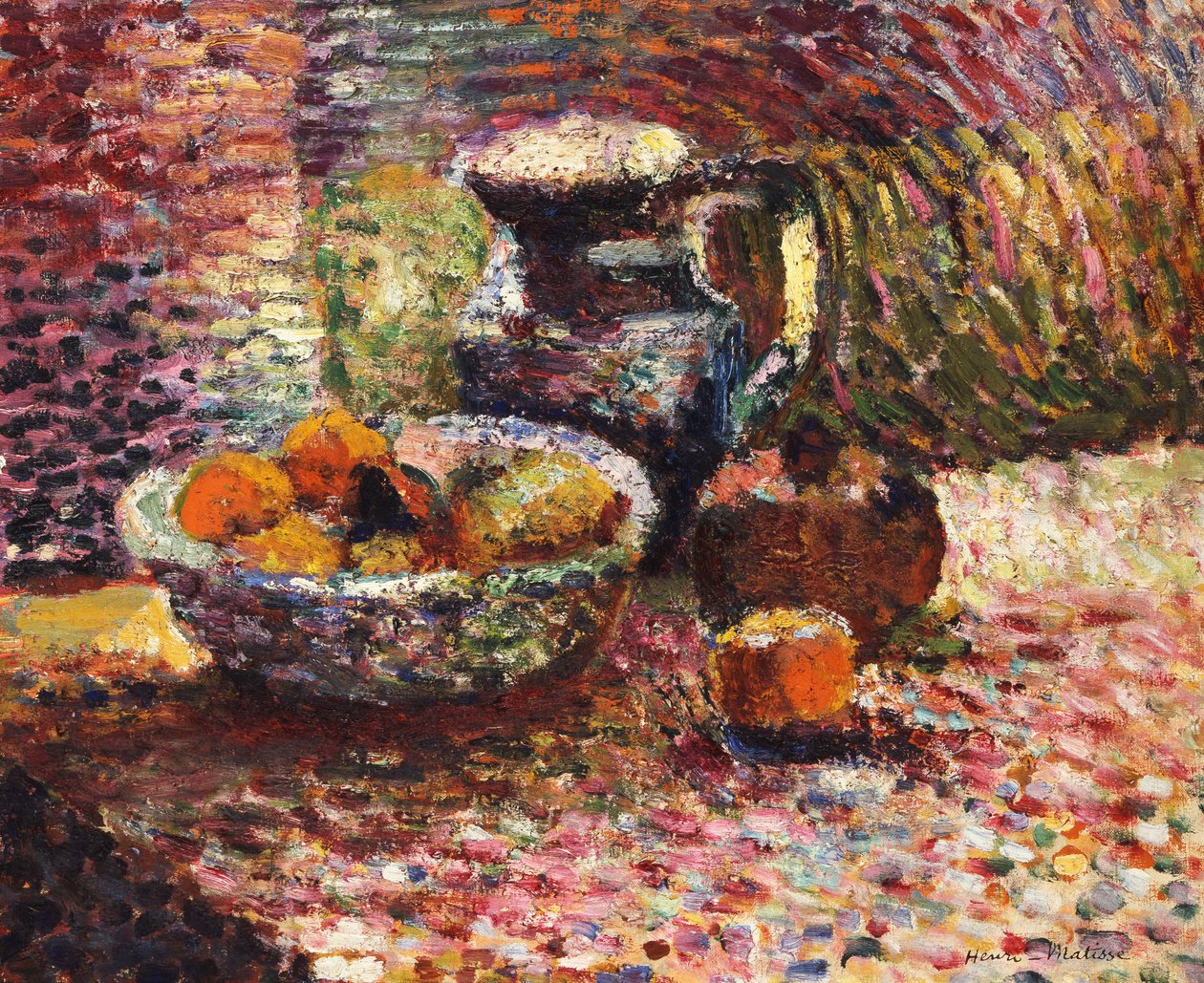 Stilleben med kande og frugt af Henri Matisse