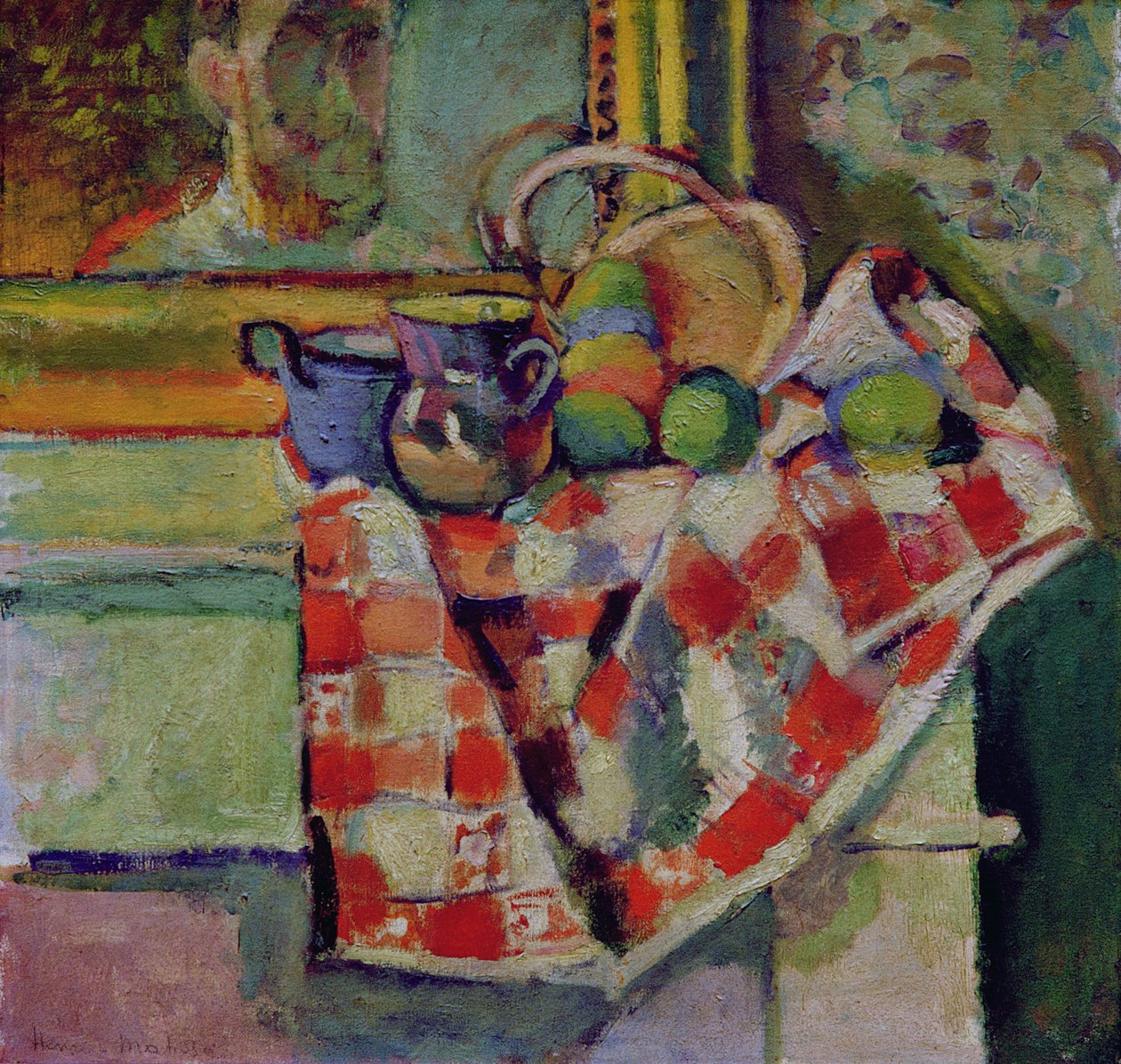 Stilleben med ternet dug, ca. 1903 (olie på lærred) af Henri Matisse