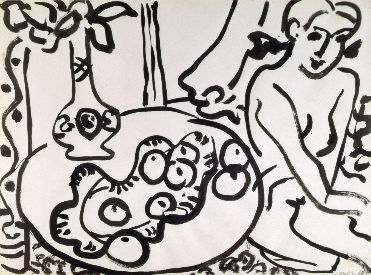 Stilleben med et nøgenbillede af Henri Matisse