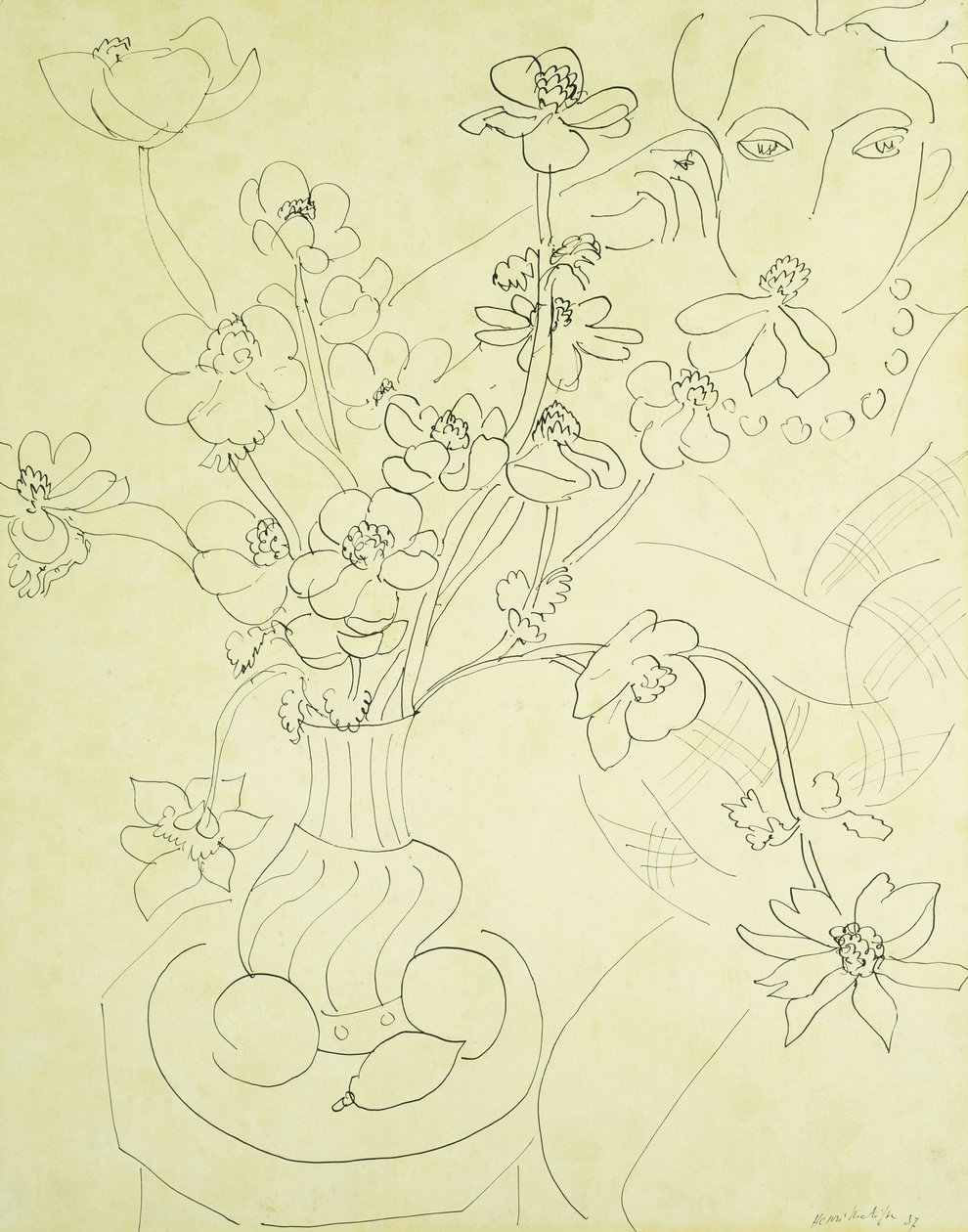 Studie til Anemoner og kvinde, Harmoni i blåt af Henri Matisse