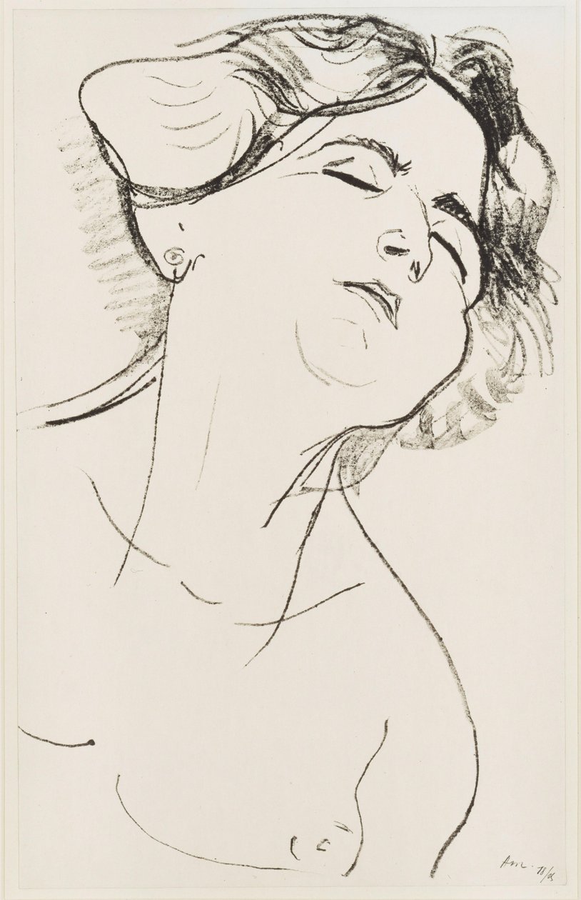 Kvindehoved med lukkede øjne af Henri Matisse