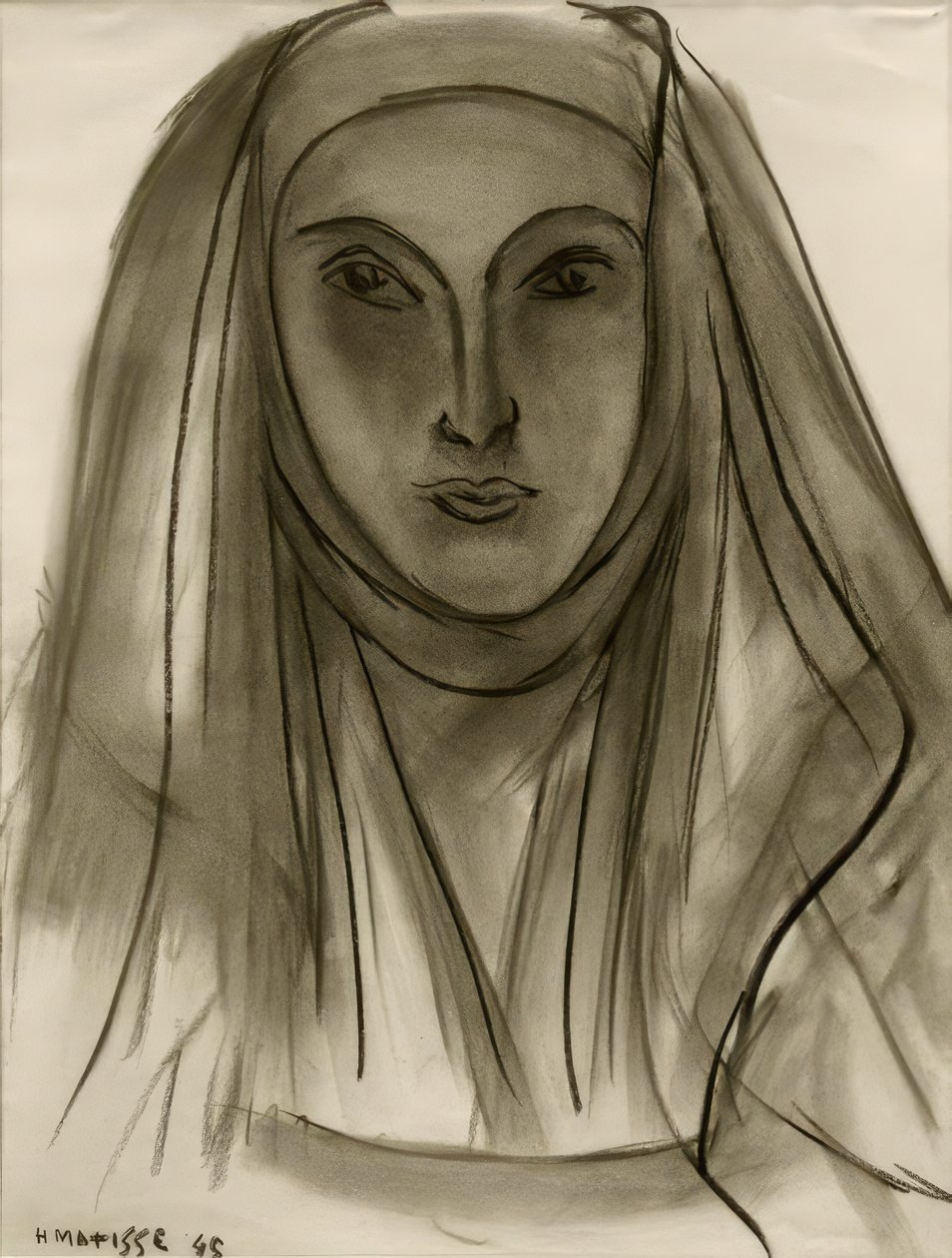 Nonnen (studie til portugisiske bogstaver) af Henri Matisse