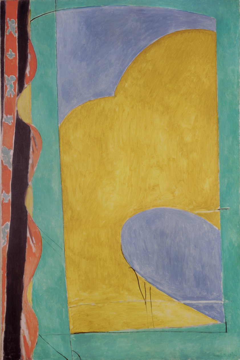 Det gule gardin, ca. 1915 (olie på lærred) af Henri Matisse
