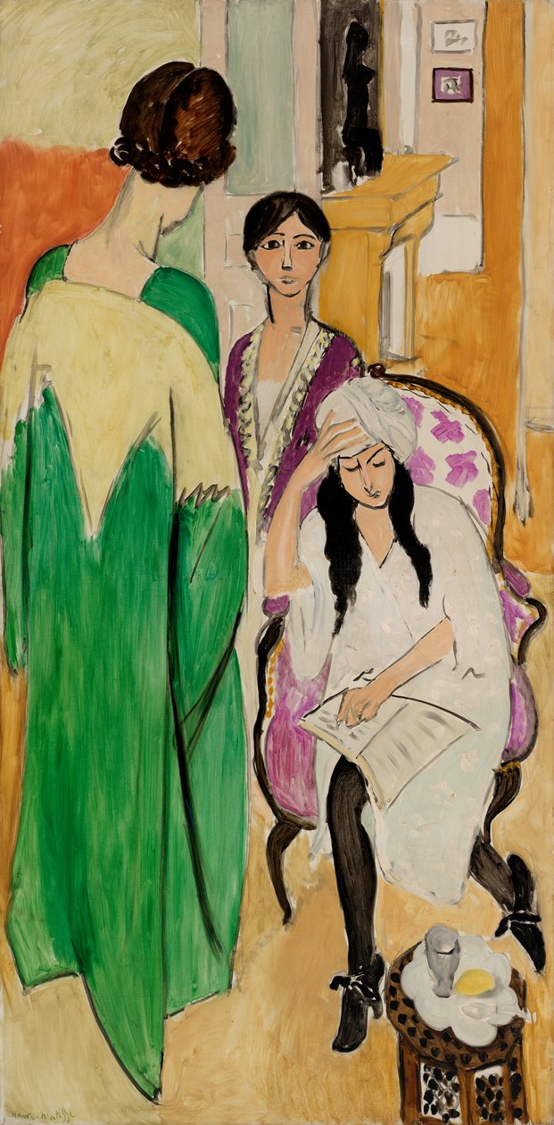 Tre søstre med en afrikansk skulptur af Henri Matisse