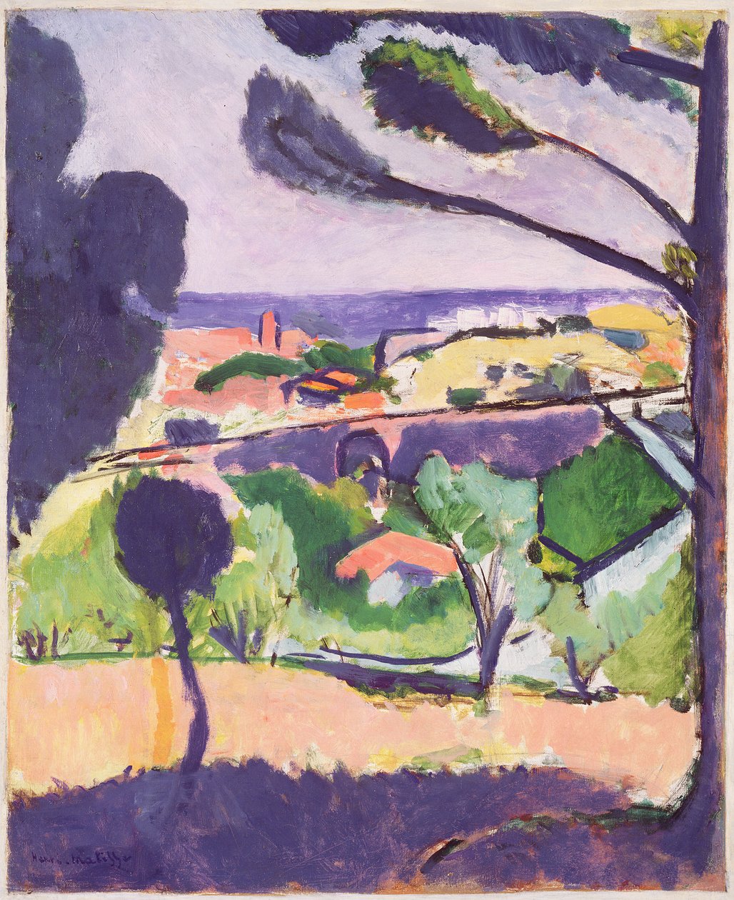 Udsigt over Collioure og havet af Henri Matisse