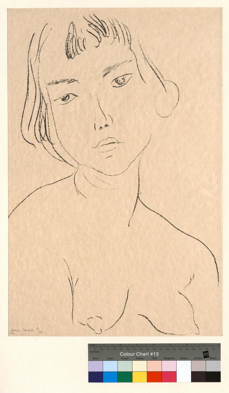 Ansigtet er let vippet mod venstre af Henri Matisse