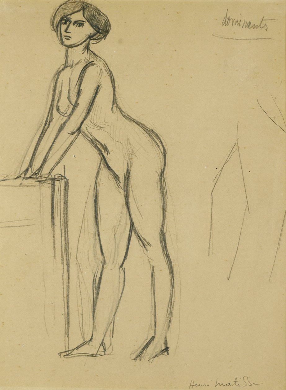 Ung pige stående, ca. 1908-10 (blyant på papir) af Henri Matisse