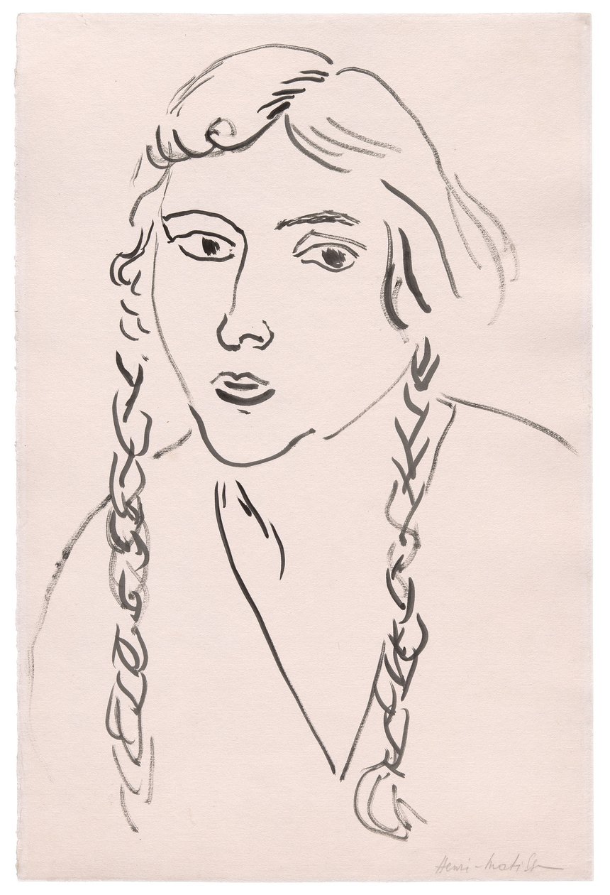 Lille pige med fletninger af Henri Matisse