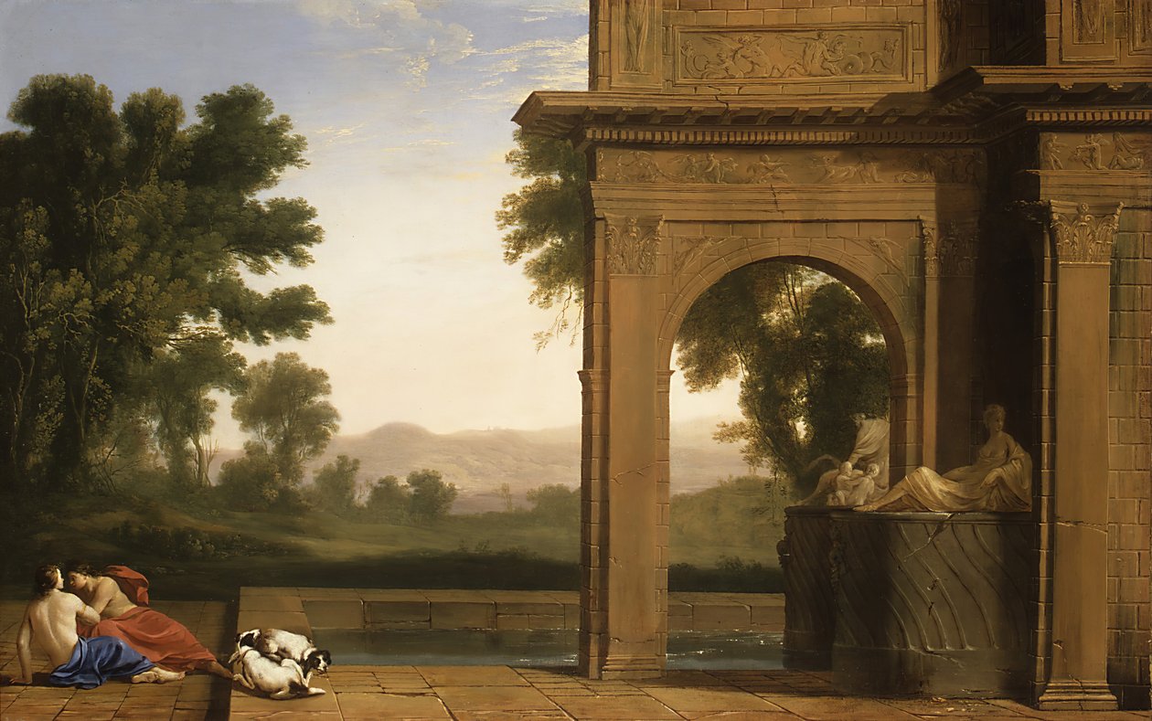 Klassisk Landskab med Figurer. af Henri Mauperche