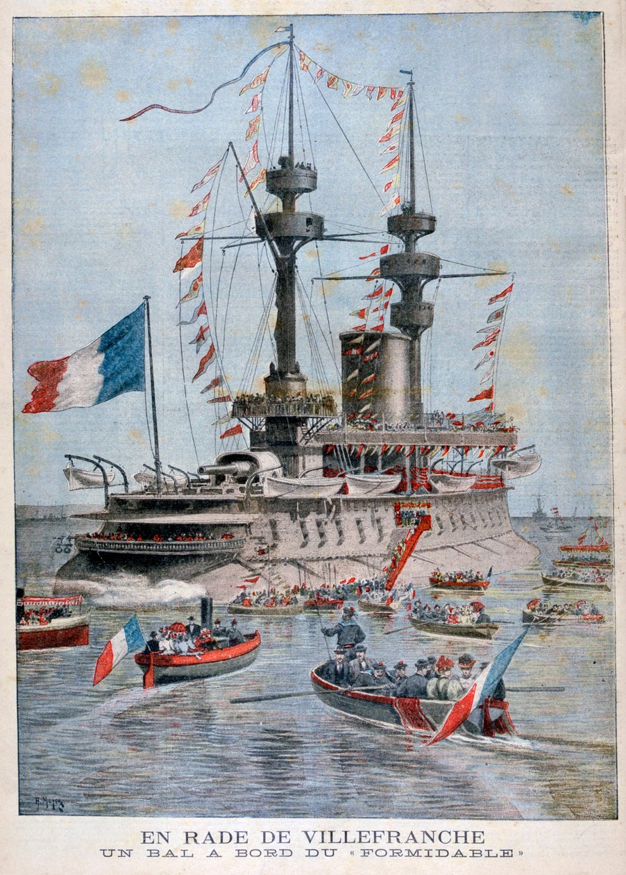 En bold om bord på slagskibet Formidable, Villefranche Harbour, Frankrig, 1896 af Henri Meyer