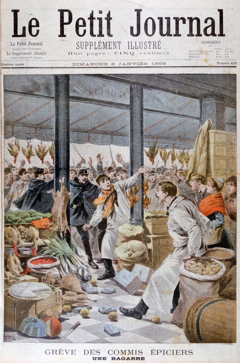 En kamp under købmandsstrejken, Paris, 1899 af Henri Meyer