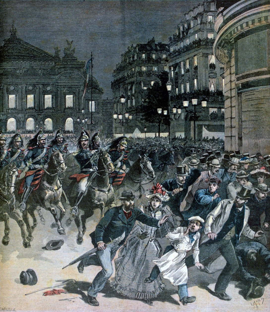 En repræsentation af operaen Lohengrin, Place de lOpera, 1891 af Henri Meyer