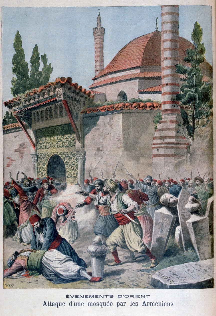 Et angreb på en moske af armeniere, 1895 af Henri Meyer