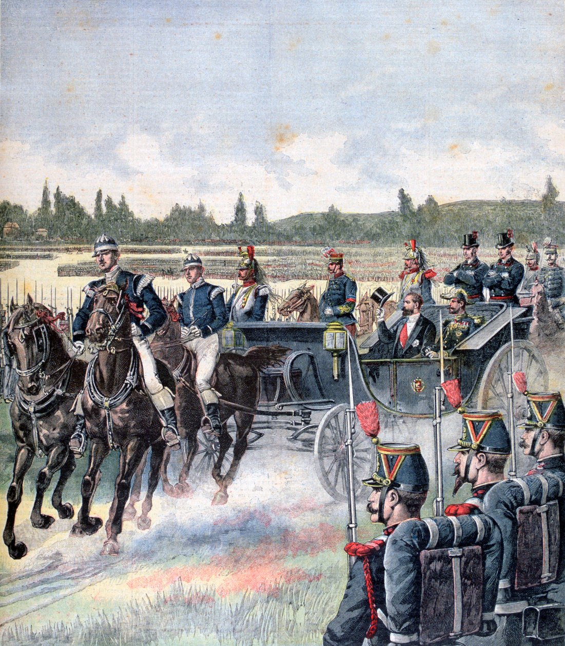 Ankomst af republikkens præsident, militær gennemgang, 14. juli 1891. af Henri Meyer