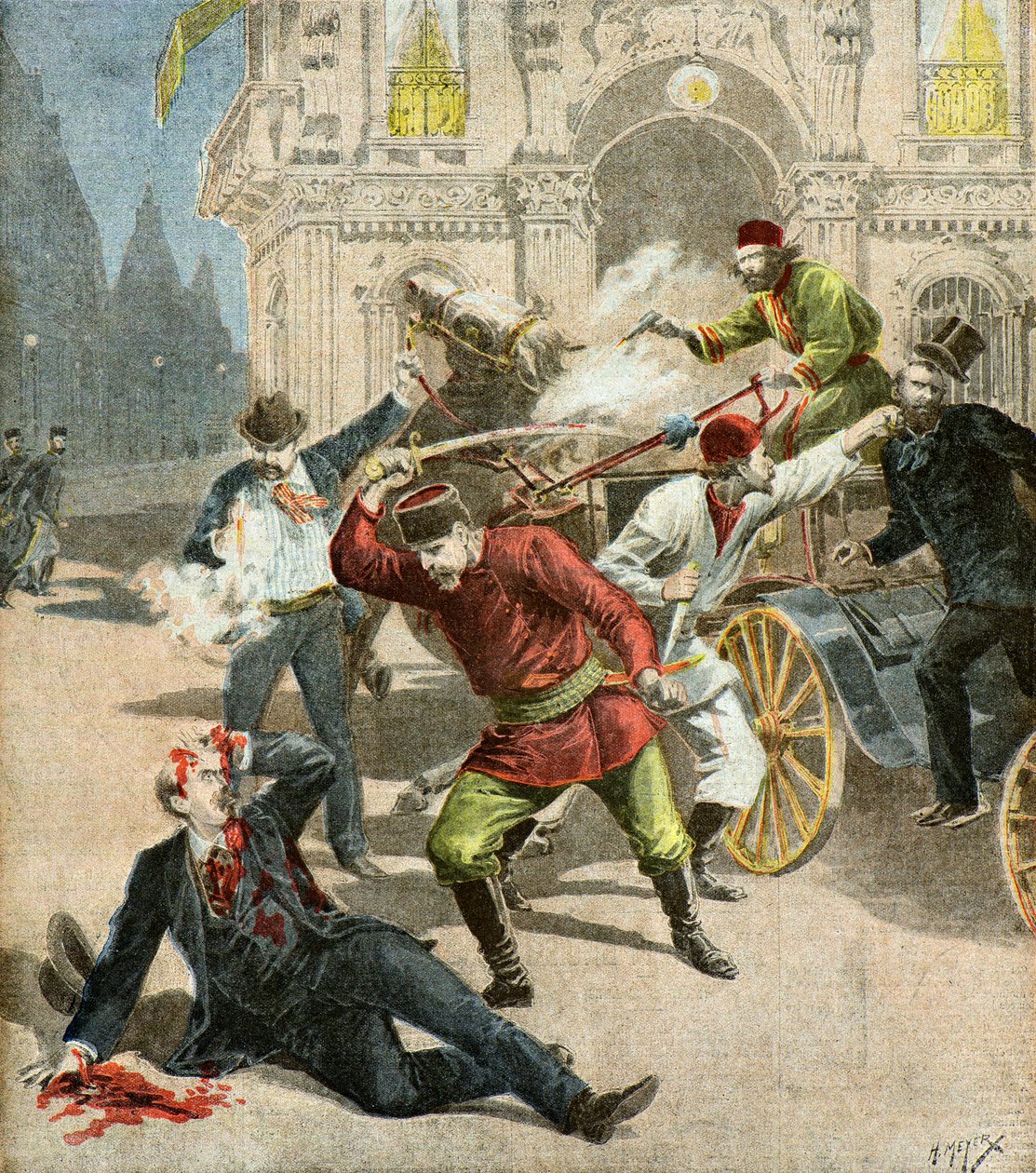 Mordet på hr. Stamboulof, 1895 (Illustration) af Henri Meyer