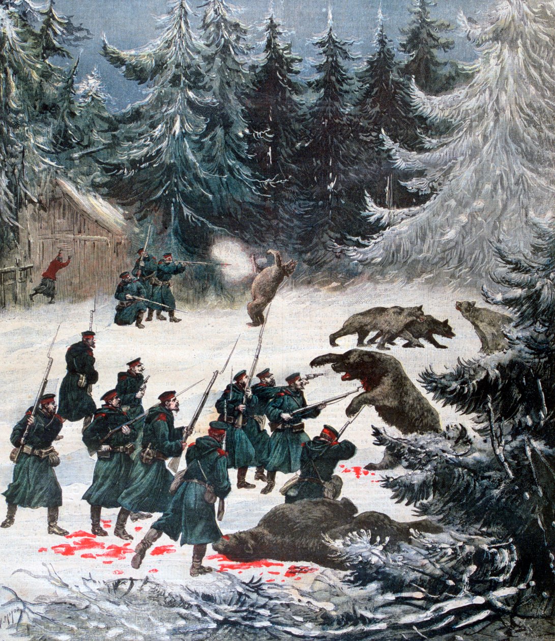 Bjørneangreb, Rusland, 1892 af Henri Meyer