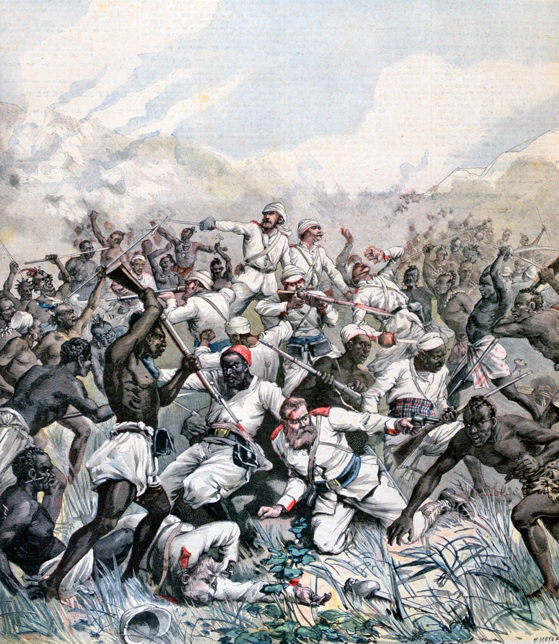 Ødelæggelse af en tysk ekspedition i Afrika, 1891 af Henri Meyer