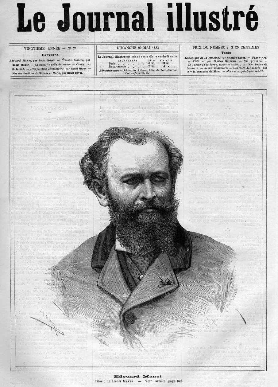 Edouard Manet (1832-1883), fransk maler - Forside til "The Illustrous Journal" fra 1883 - Tegning af Henri Meyer (1844-1899) af Henri Meyer