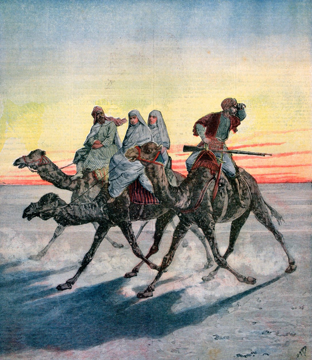 Flugt for fangerne fra Mahdi, Khartoum, Sudan, 1892 af Henri Meyer