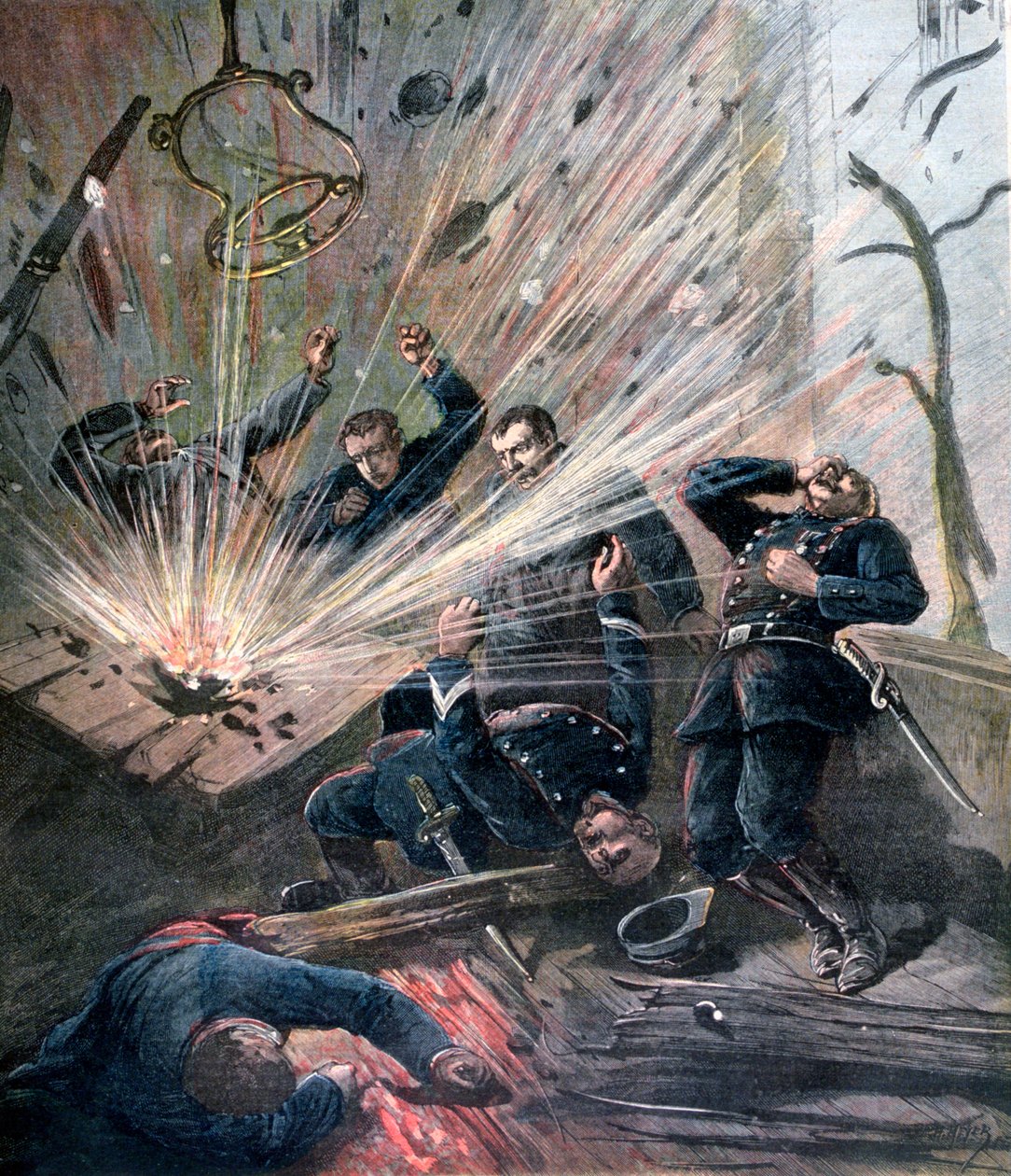 Eksplosion ved politistationen på Rue des Bons-Enfants, Paris, 1892 af Henri Meyer