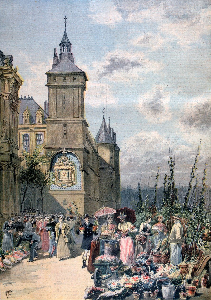 Blomstermarked i foråret, Paris, 1893 af Henri Meyer