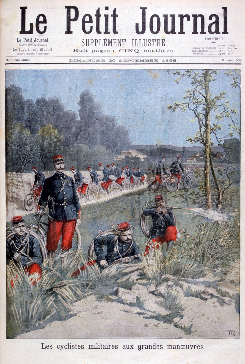 Fransk cykelkorp om militære manøvrer, 1896 af Henri Meyer