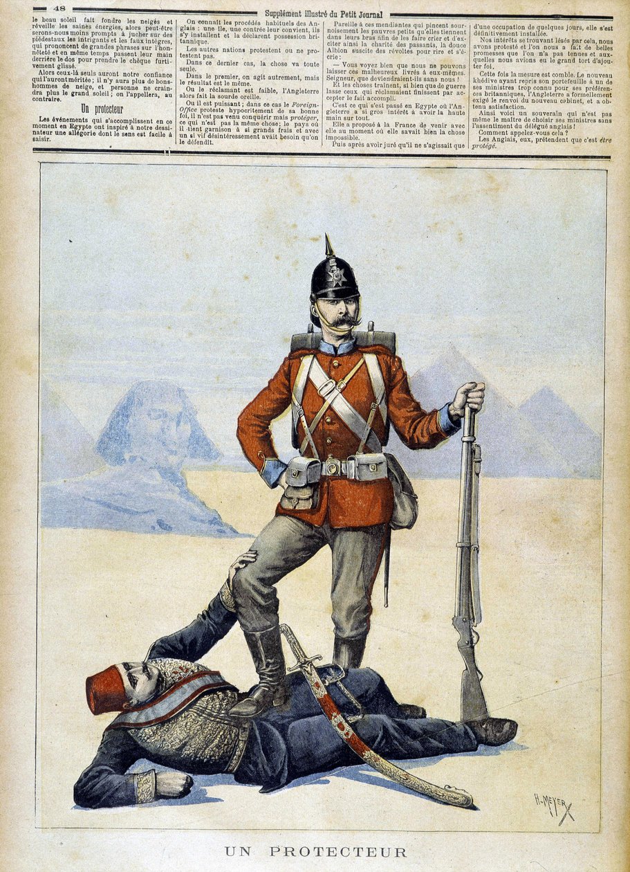 Humoristisk tegning på engelsk imperialisme i Egypten - i "" Le Petite Journal"" af 11/02/1893 af Henri Meyer
