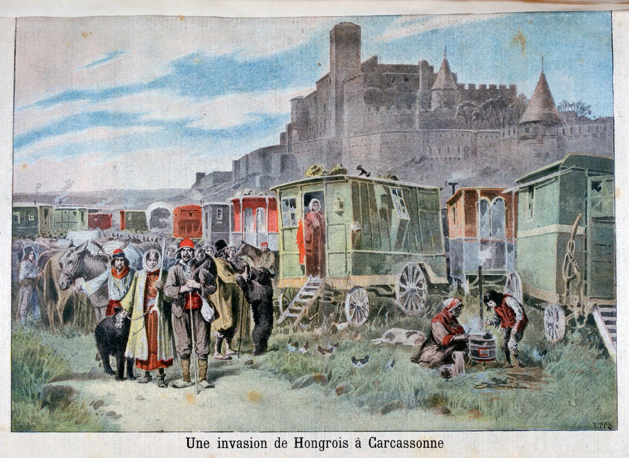Ungarske sigøjnere uden for Carcassonne, Frankrig, 1898 af Henri Meyer