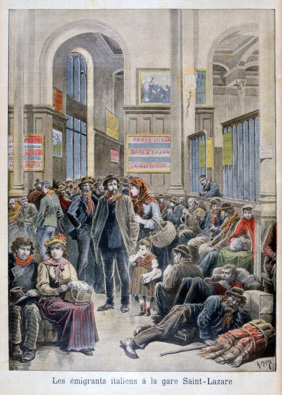 Italienske emigranter ved Gare Saint-Lazare, Paris, 1896 af Henri Meyer