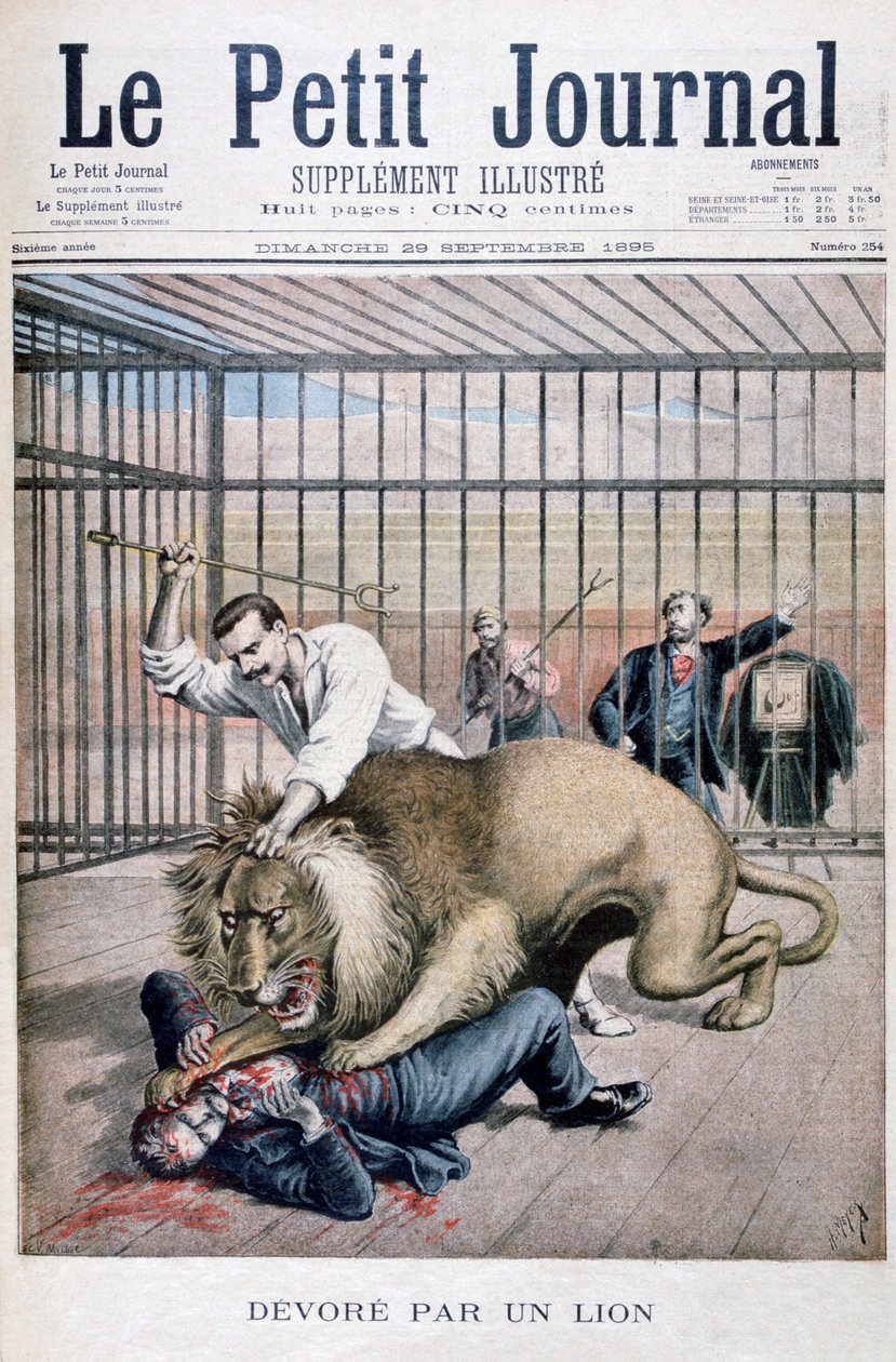 Løveangreb, 1895 af Henri Meyer