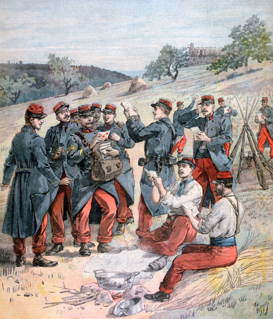 Postlevering før de store militærmanøvrer, 1893 af Henri Meyer