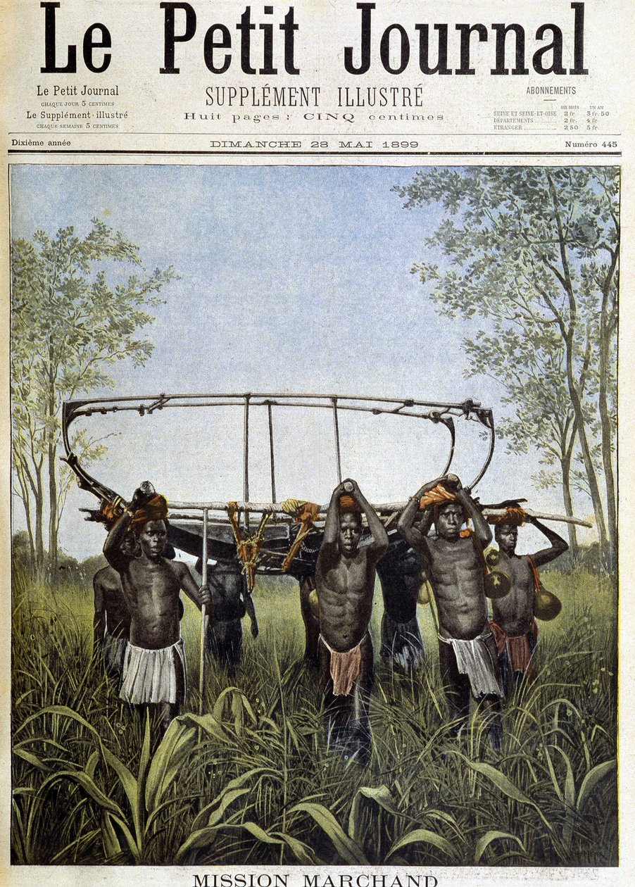Mission Marchand: et udsnit af dampskibet Faidharbe på savannen på det centrale plateau, der går fra Congo til Nilen (tegning af Henri Meyer fra et fotografi af kommandør Marchand) - i "" Le PetitJournal""" af 28/05/ 1899 af Henri Meyer
