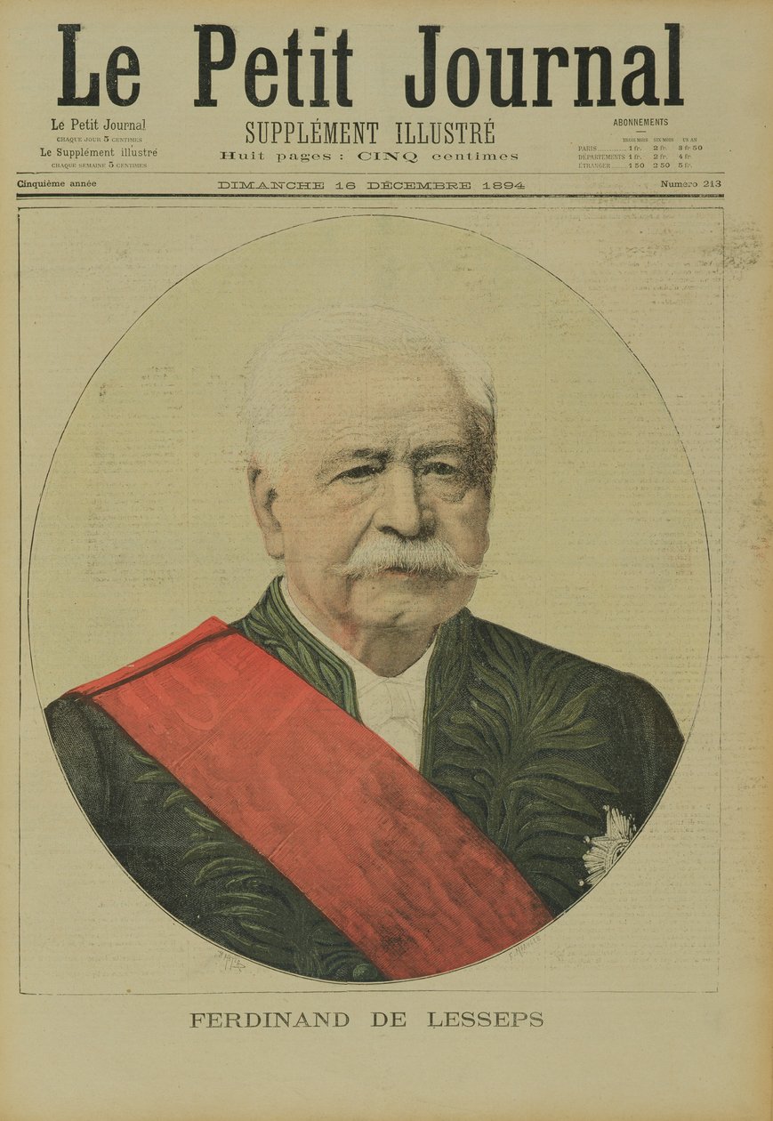Portræt af Ferdinand Marie de Lesseps (1805-94) fra Le Petit Journal, 16. december 1894 af Henri Meyer