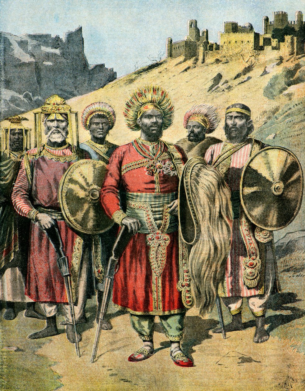 Portræt af Menelik 2, 1895 (Illustration) af Henri Meyer