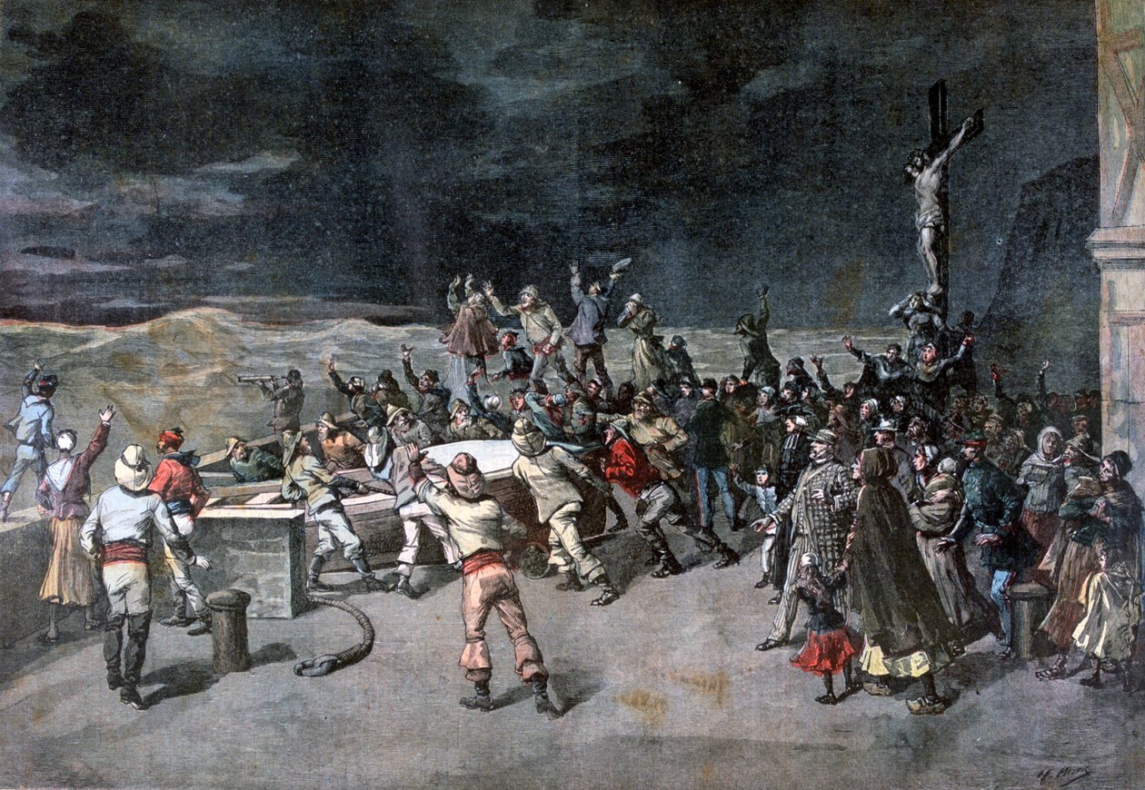 Scene syv, redningen, fra skuespillet Maitre DArmes, Port of Saint-Martin, 1892 af Henri Meyer
