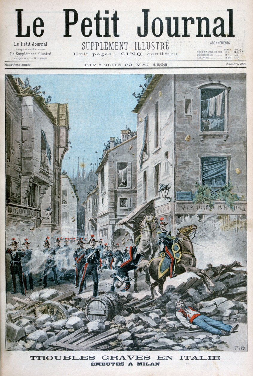 Alvorlige lidelser og optøjer i Milano, Italien, 1898 af Henri Meyer