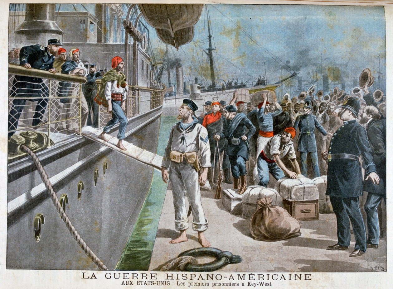 Spanske fanger ankommer til Key-West, spansk-amerikansk krig, 1898 af Henri Meyer