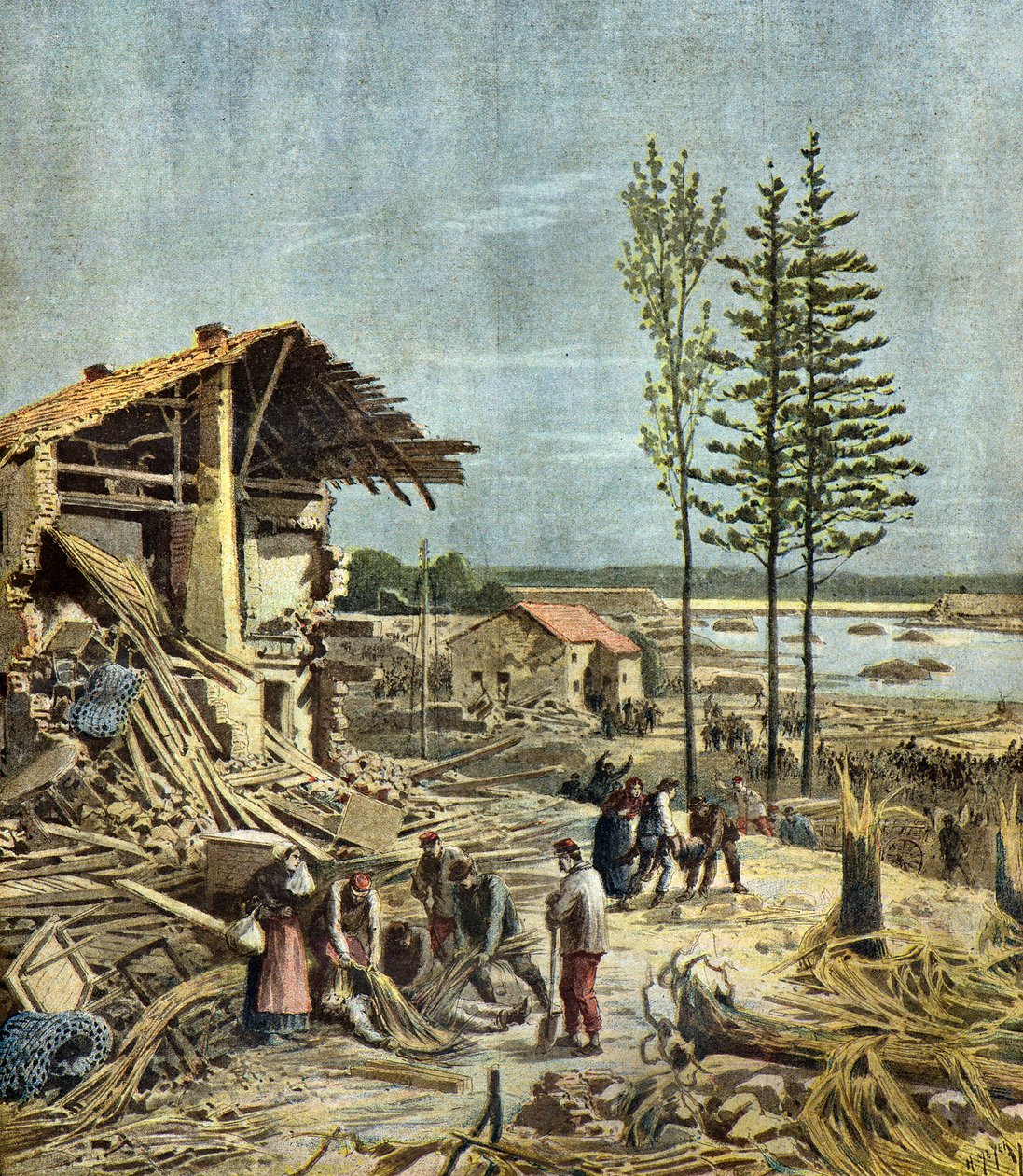 Bouzey-katastrofen, 1895 (Illustration) af Henri Meyer