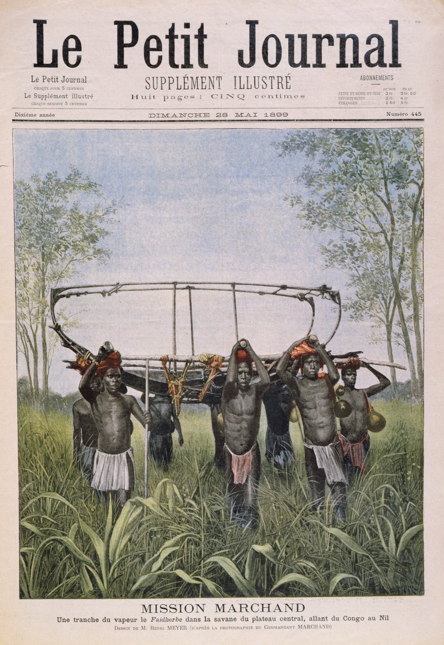 Marchand-missionen, der rejser fra Congo til Nilen, fra Le Petit Journal, 28. maj 1899 af Henri Meyer
